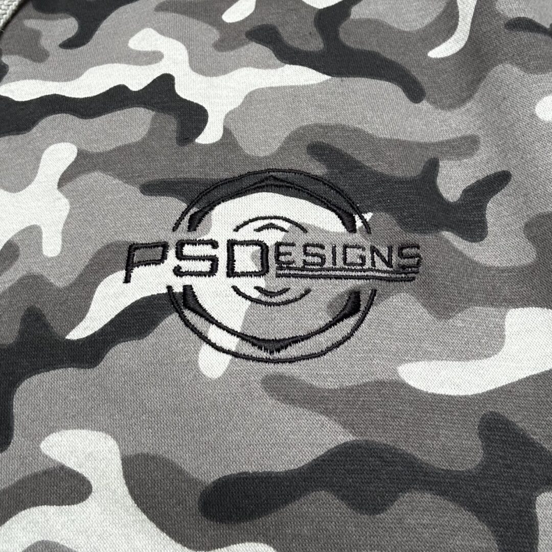 PSD Grey Camo Hoodie logo